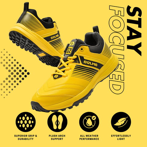 S2 Yellow Black Cricket Shoes