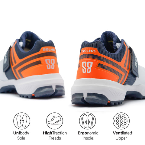 S8 Navy Orange Cricket Shoes