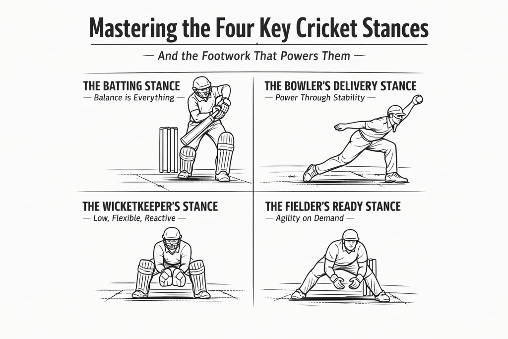 🏏 Mastering the Four Key Cricket Stances — And the Footwork That Powers ...