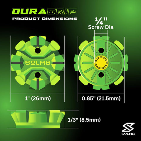Dura Grip Spikes - Neon Green (24pcs for Golf & Cricket Shoes)