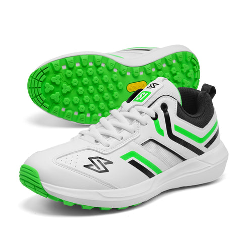 S1 Black Green Cricket Shoes