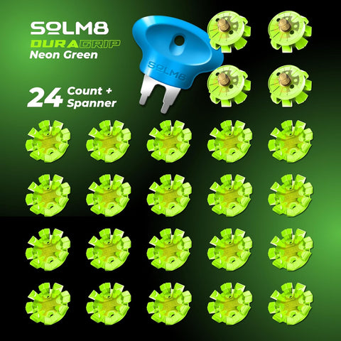 Dura Grip Spikes - Neon Green (24pcs for Golf & Cricket Shoes)