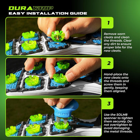 Dura Grip Spikes - Neon Green (24pcs for Golf & Cricket Shoes)